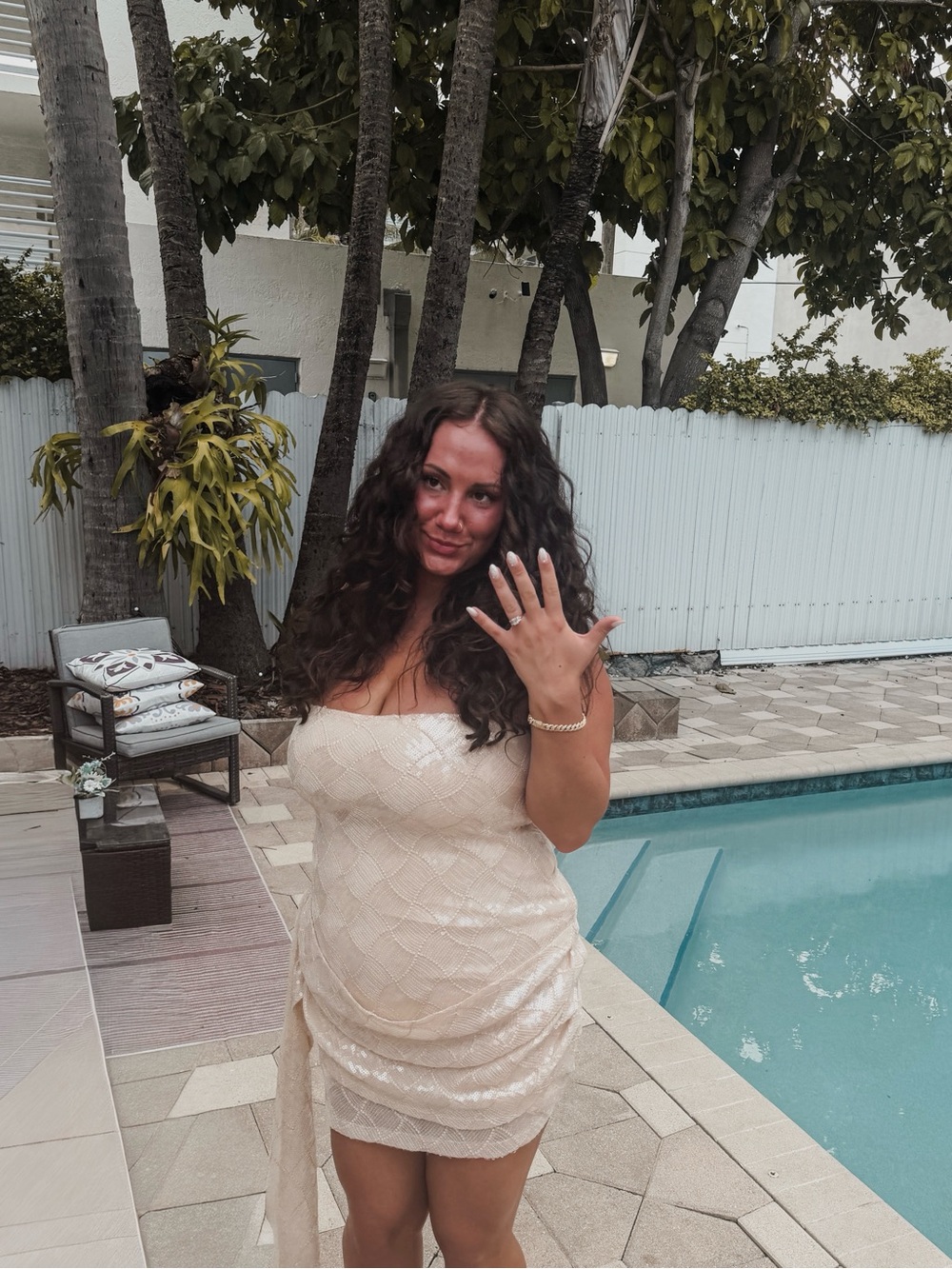 Revolve champagne dress